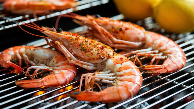 Langostinos on the grill.