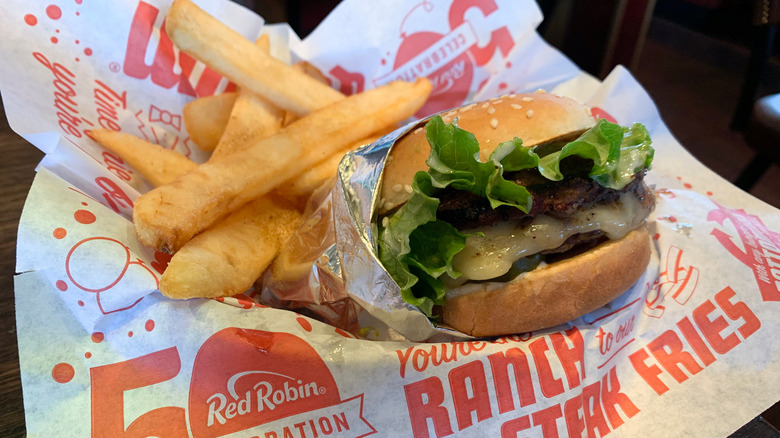 Red Robin's double burger and french fries