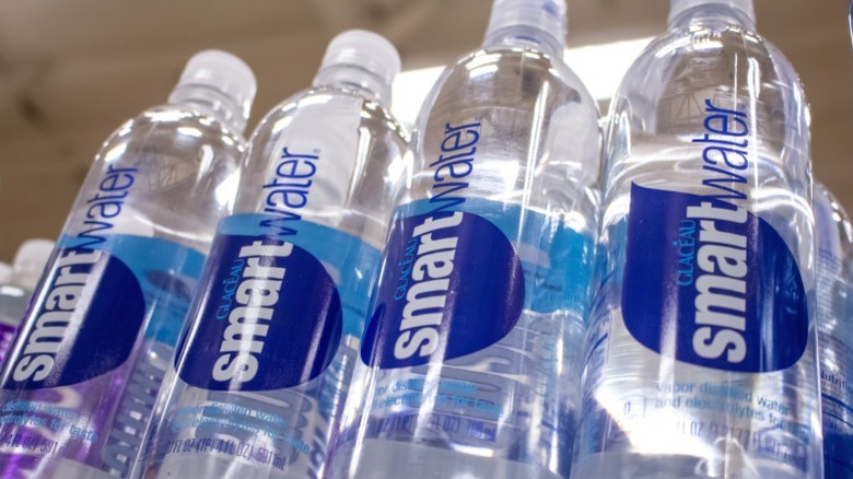 Bottles of SmartWater on display.