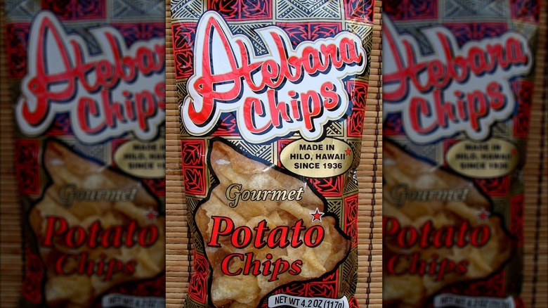 bag of Atebara potato chips on bamboo placemat