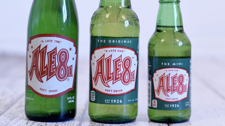 Different sized bottles of Ale-8-One