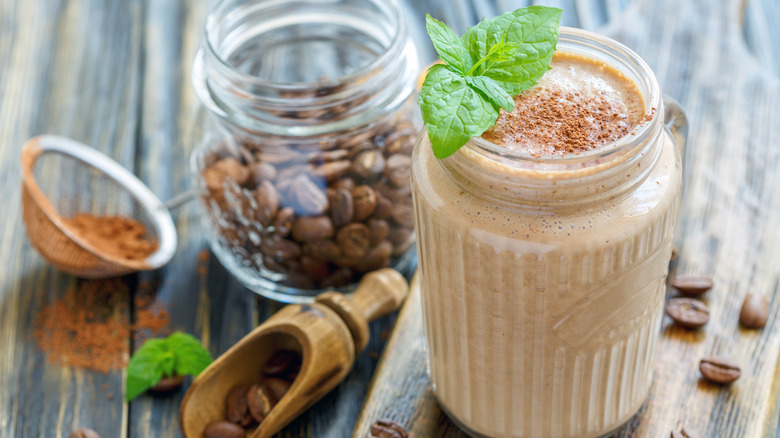 coffee smoothie with coffee beans