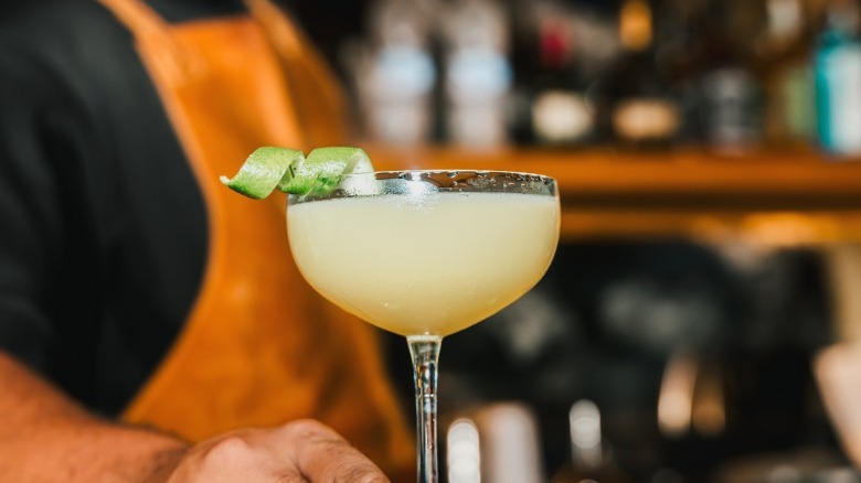 A cocktail prepared by a bartender.