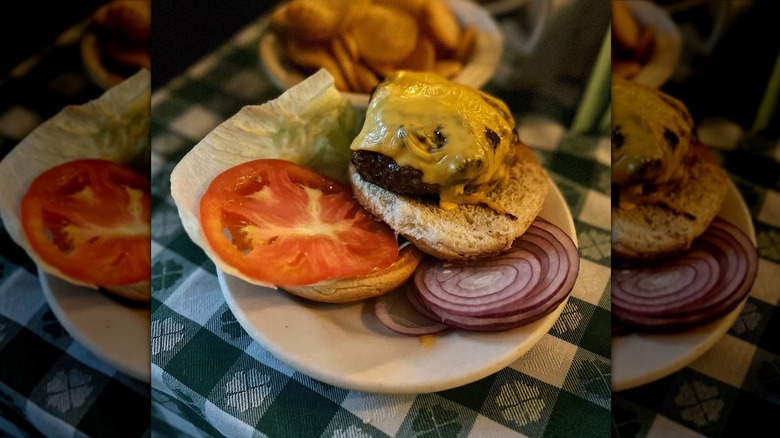 J.G. Melon Cheeseburger on plate