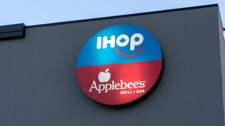 Applebee's and IHOP logos on a restaurant building