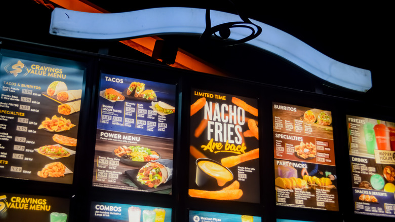A Taco Bell menu featuring Nacho Fries