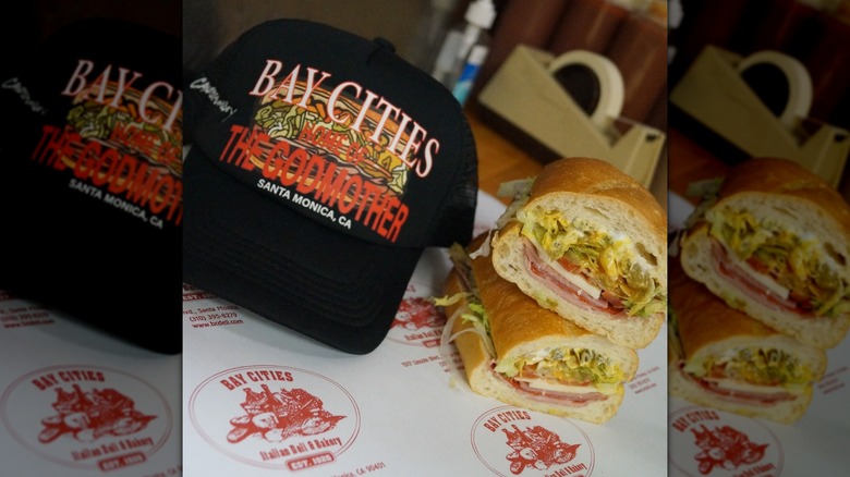 Bay Cities Godmother sandwich and hat