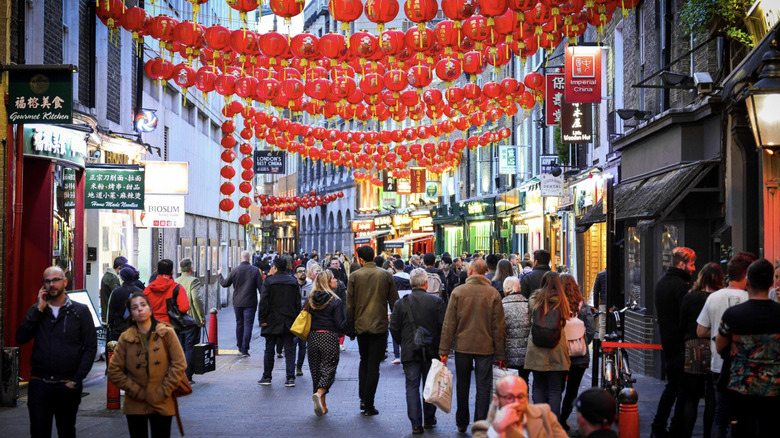 People in London's Chinatown