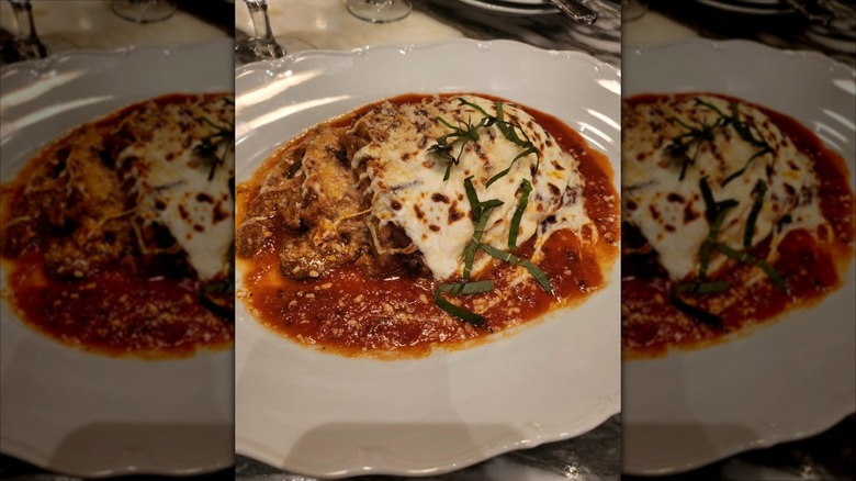 Bowl of eggplant Parmesan