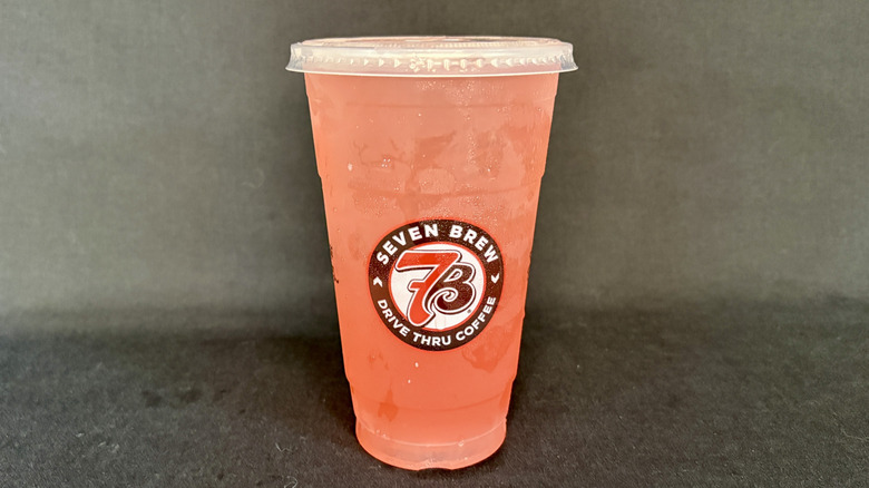 Pink drink in clear 7 Brew cup