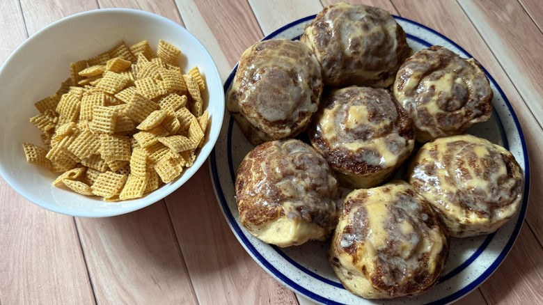 Elf Maple Chex and Pillsbury Cinnamon Rolls