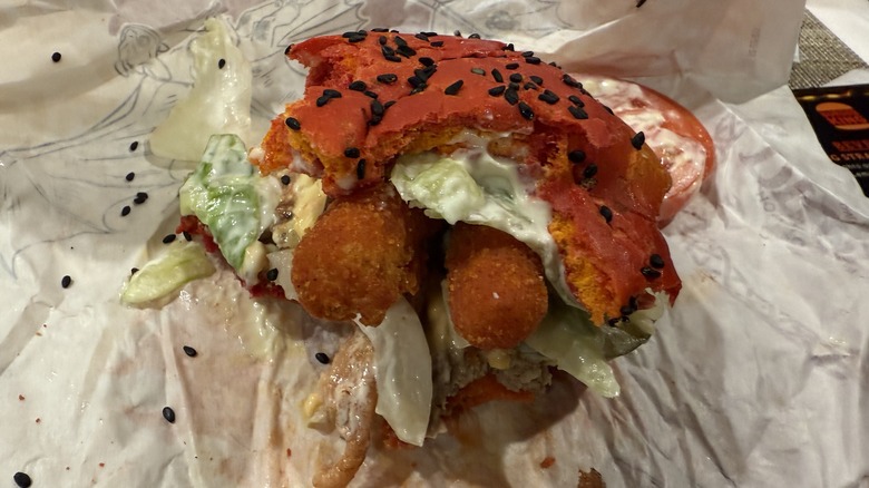stacking the Fiery Mozzarella Fries on top of the Whopper