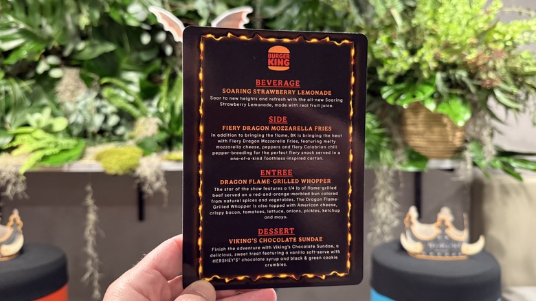 the Burger King's How To Train Your Dragon Menu