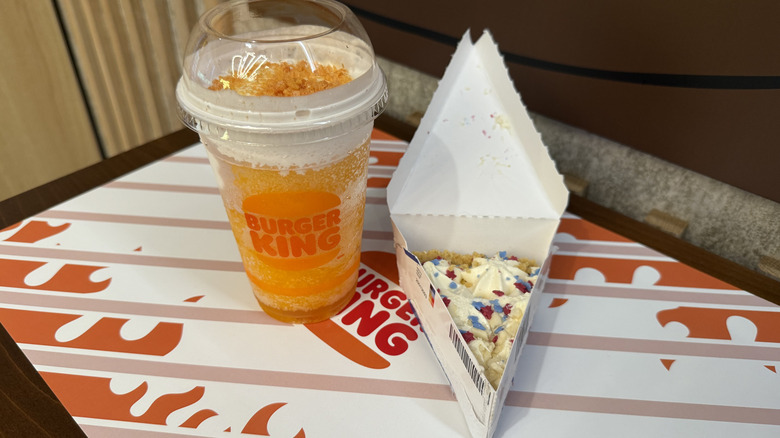 Orange Dreamsicle Freezee King and Firecracker Cookie Pie on a tray