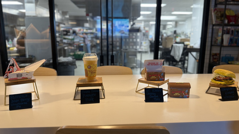 Lineup of SpongeBob menu on table