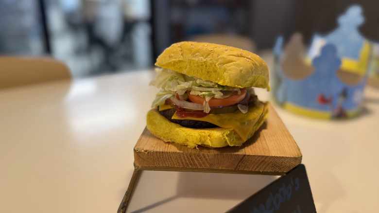 SpongeBob's Krabby Whopper on a podium