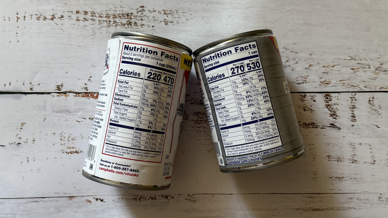 Nutritional Information on the back of the Campbell's Chunky cans