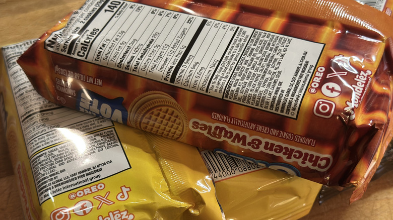The backs of two new Oreo flavors showing the nutrition label