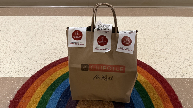 a bag of Chipotle at a doorstep
