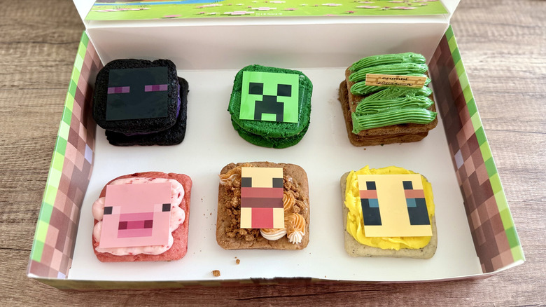 Box of Crumbl X Minecraft cookies