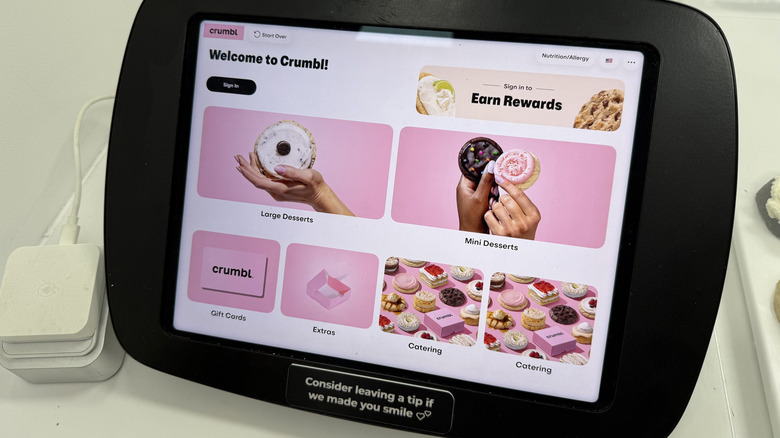 Crumbl kiosk screen