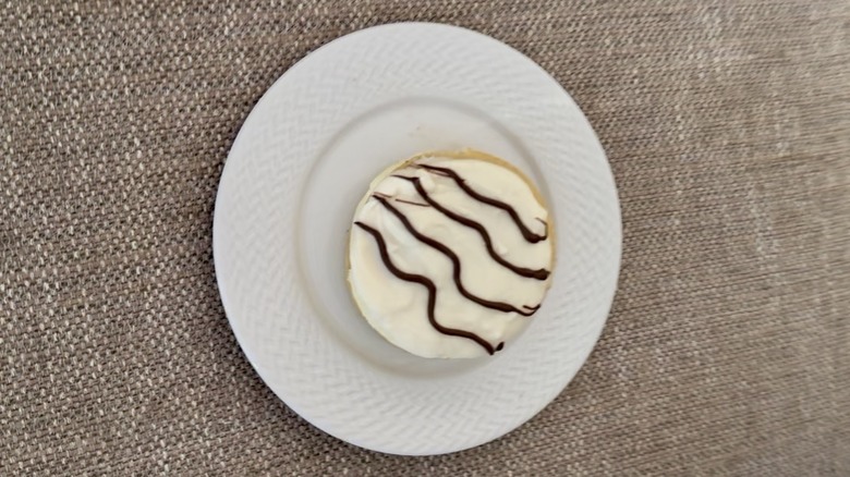 Zebra Cake on a white plate