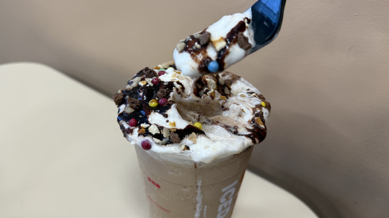 spoonful of the Frozen Coffee's candy Bar topping