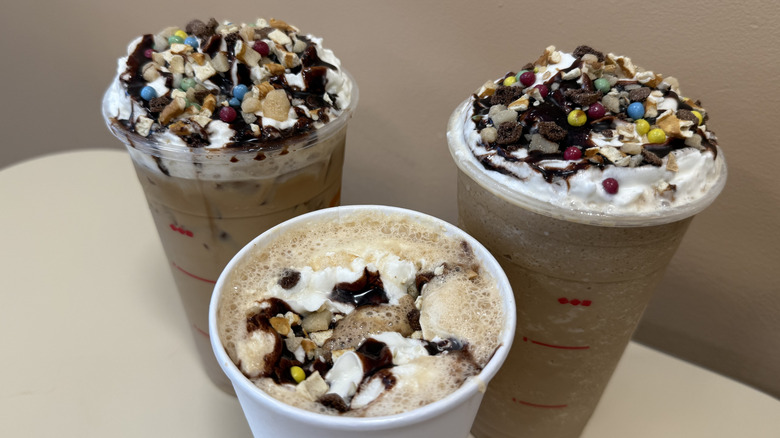 Close-up of the Candy Bar Signature Latte drinks