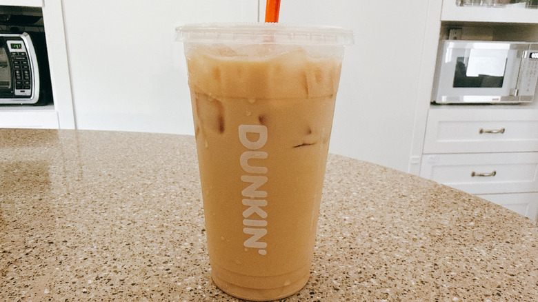 Dunkin' Nutty Banana Cloud Dunkalatte  on granite counter