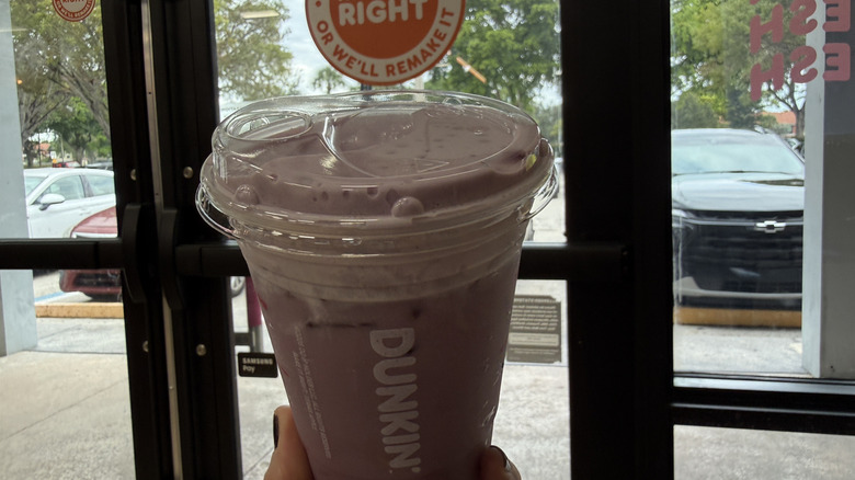 Dark Spell Daydream Refresher in front of Dunkin' door