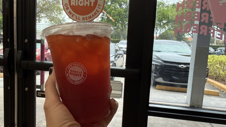 Midnight Potion Refresher in front of Dunkin' door