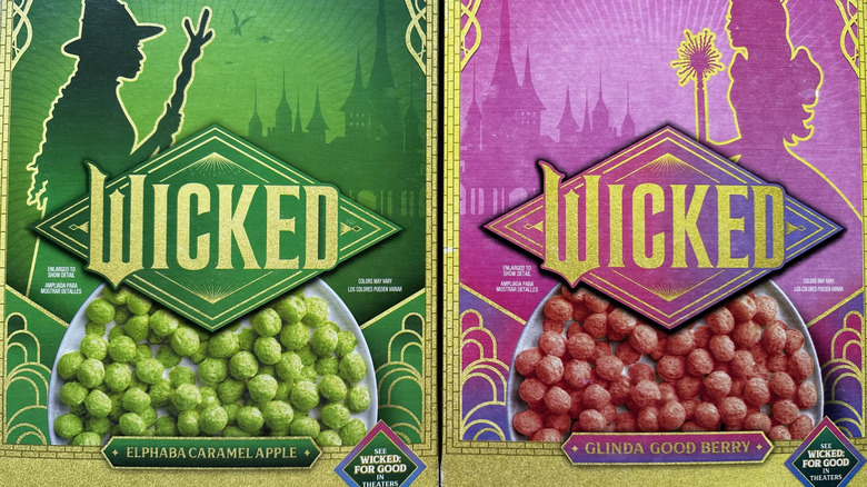 Front of boxes of Wicked For Good cereals