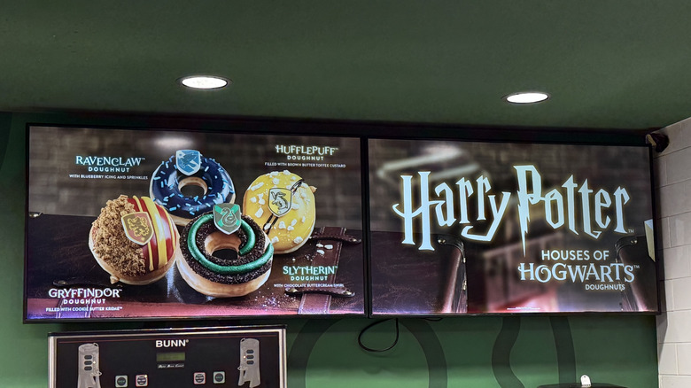 video menu display of the Harry Potter: Houses of Hogwarts x Krispy Kreme Collection