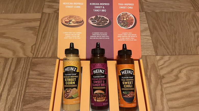 Heinz Flavor Tour flavors in an open box