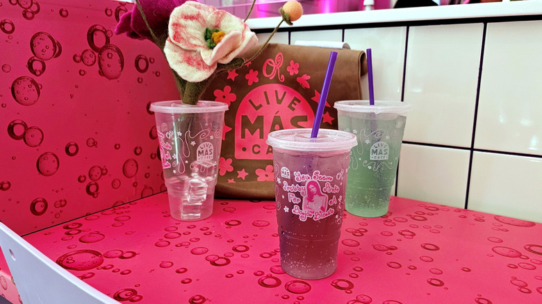 Pink and classic Baja Blasts with flowers