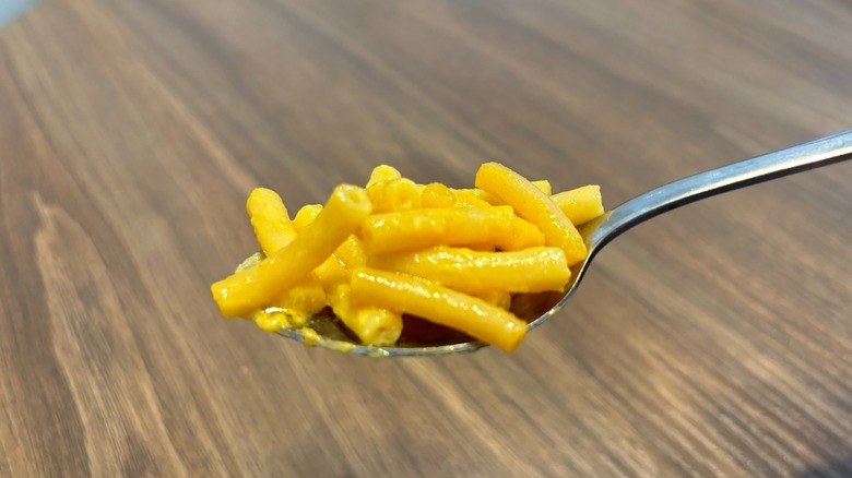 A spoonful of Kraft PowerMac mac and cheese