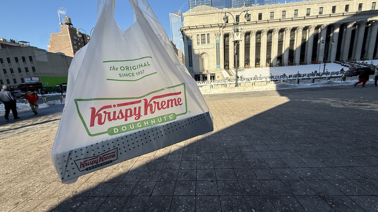A Krispy Kreme bag hanging out in New York City