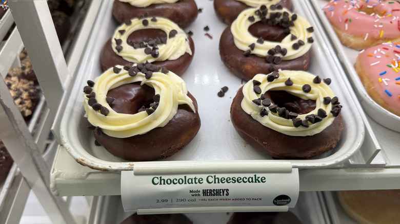 Rack of Chocolate Cheesecake Doughnuts