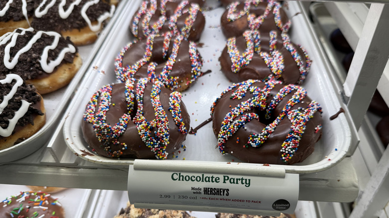Rack of Chocolate Party Doughnuts