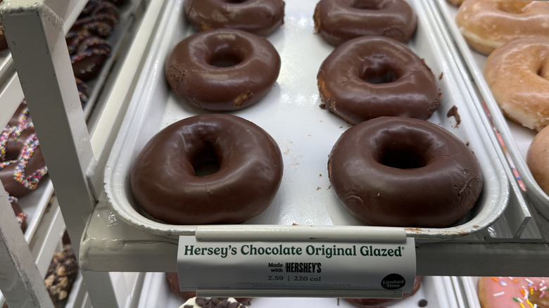 Rack of Hershey's Chocolate Original Glazed Doughnuts