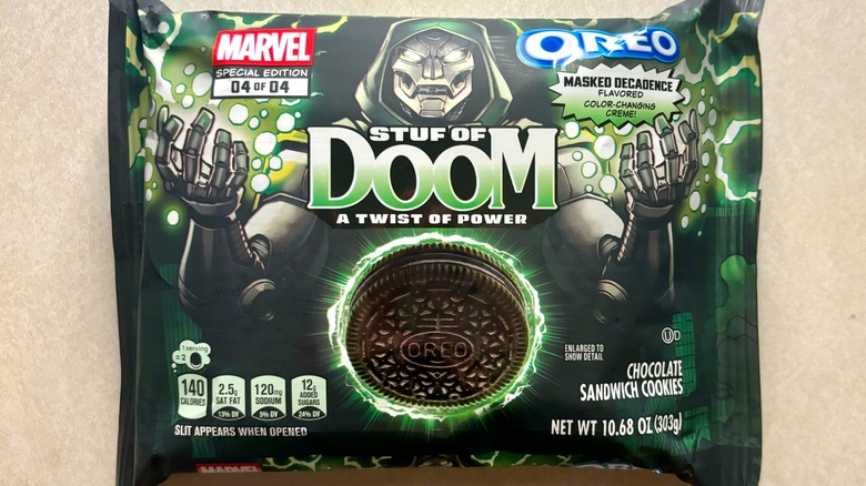 marvel oreo stuf of doom cookie package on counter