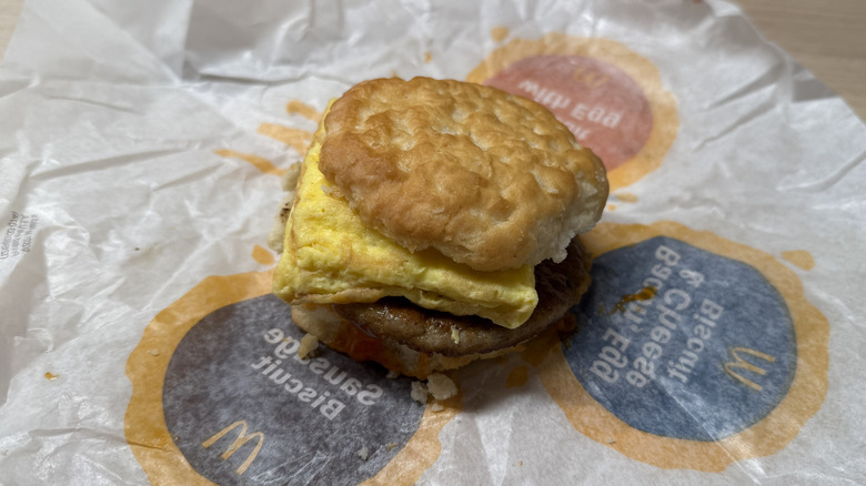 Hot Honey Sausage Egg Biscuit