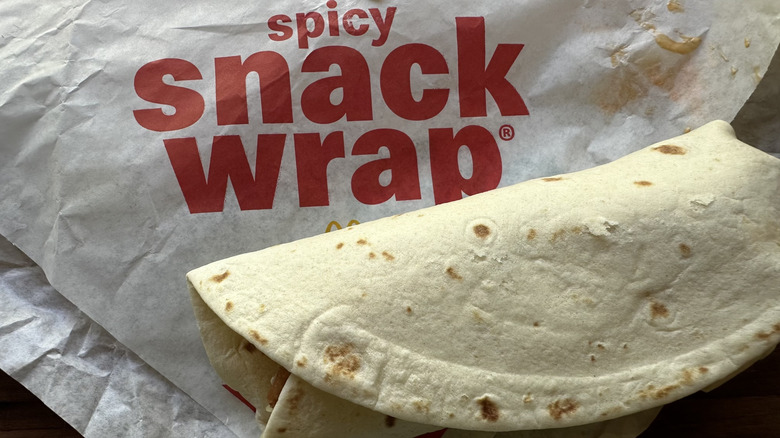 McDonald's Spicy Snack Wrap next to wrapper