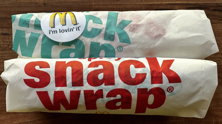 two McDonald's Snack Wraps in packaging