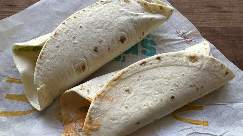 Two McDonald's Snack Wraps on wrapper