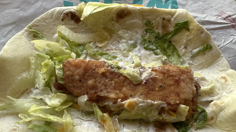 McDonald's Ranch Snack Wrap opened up on wrapper