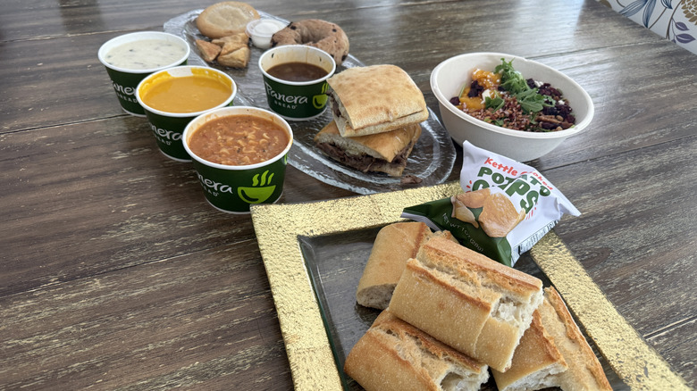 Panera fall menu items on wooden table