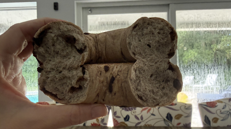 inside of Panera Chocolate Chip Bagel