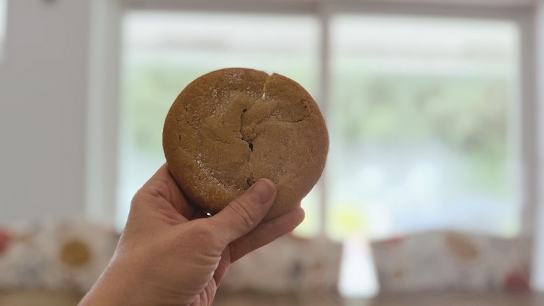 Panera PB&J Cookie in front of window