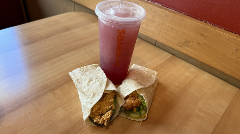 Two wraps and a drink